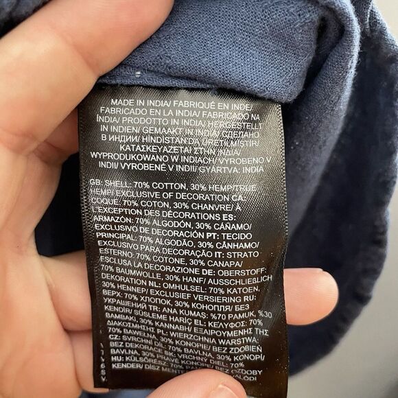 The North Face Shirt Mens Large Blue Lightweight Breathable Hemp Blend Button Up - Picture 5 of 11